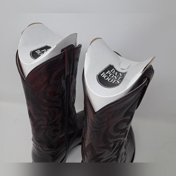 Dan Post Milwaukee Cowboy Boots Western Black Cherry Leather 8.5 US Extra Wide - Picture 11 of 16